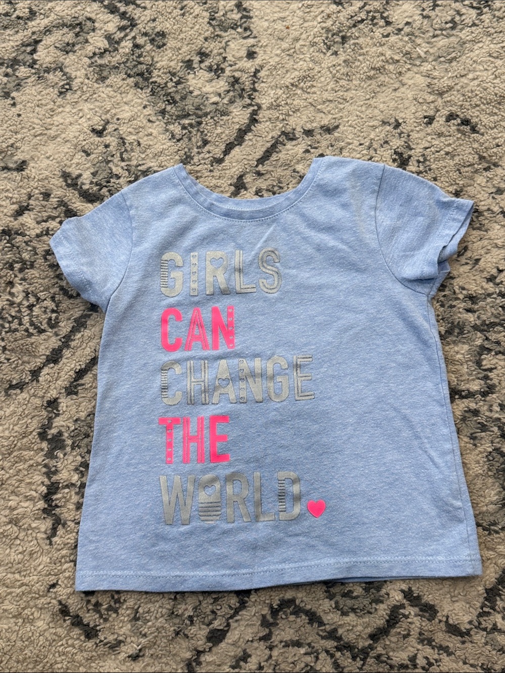 Girls Light Blue Graphic Tee - Can Change The World